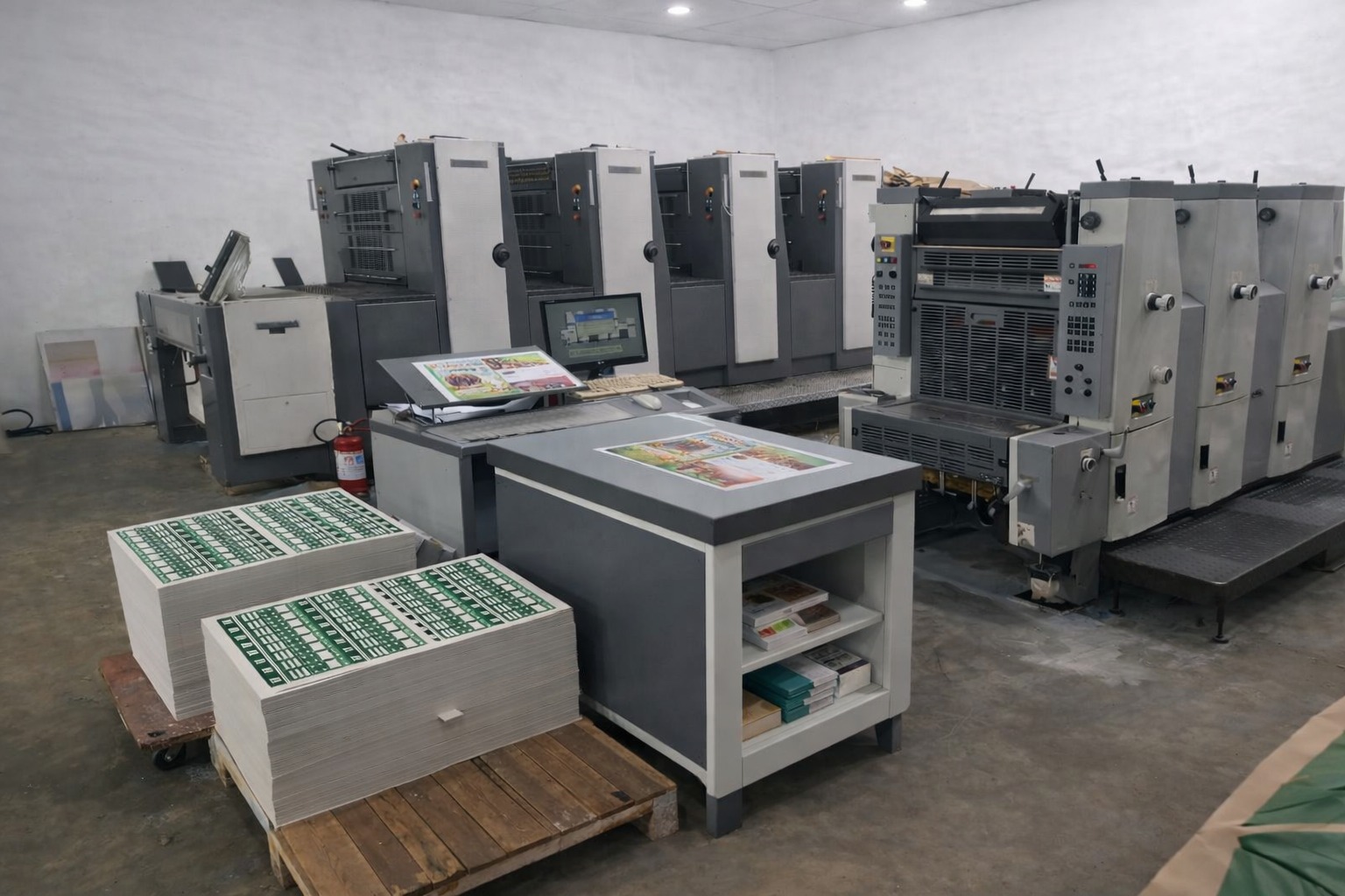 Máquina de impressão offset em operação